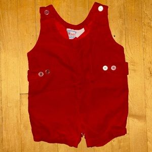 Wonderalls Vintage Red Velvet Romper with Button Accents Size 12 Month